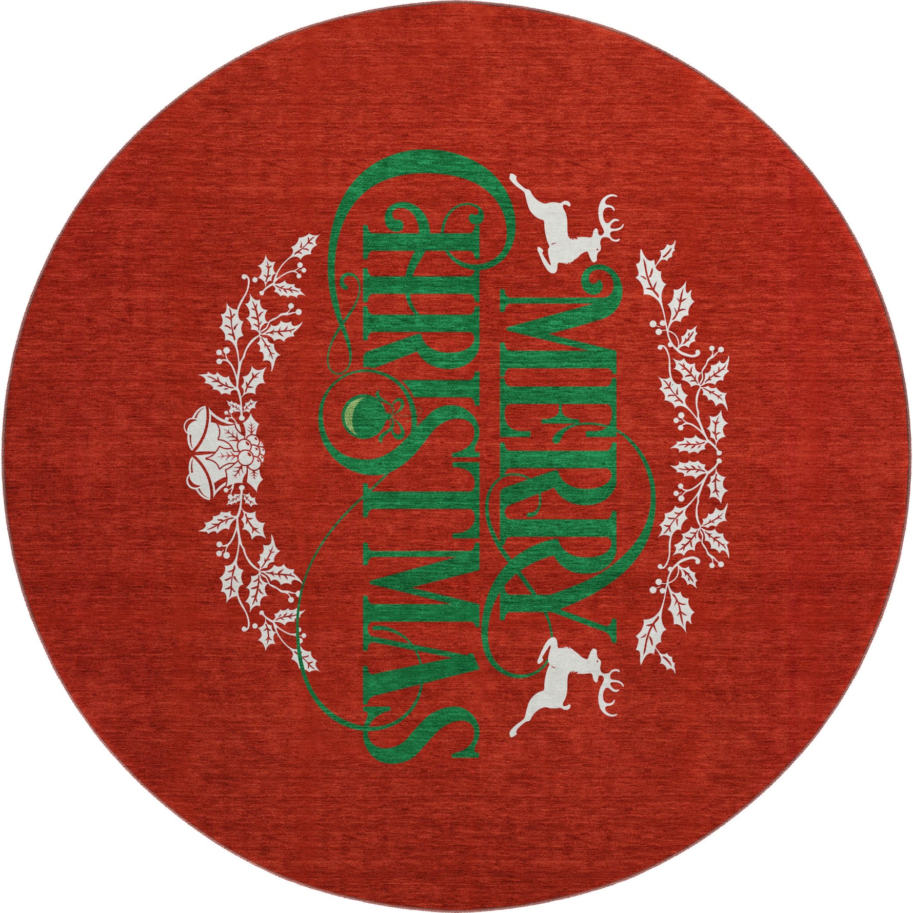 Luxury Machine Washable Indoor/Outdoor Holiday WN6 Red Rug 8' x 8' #shape_Round