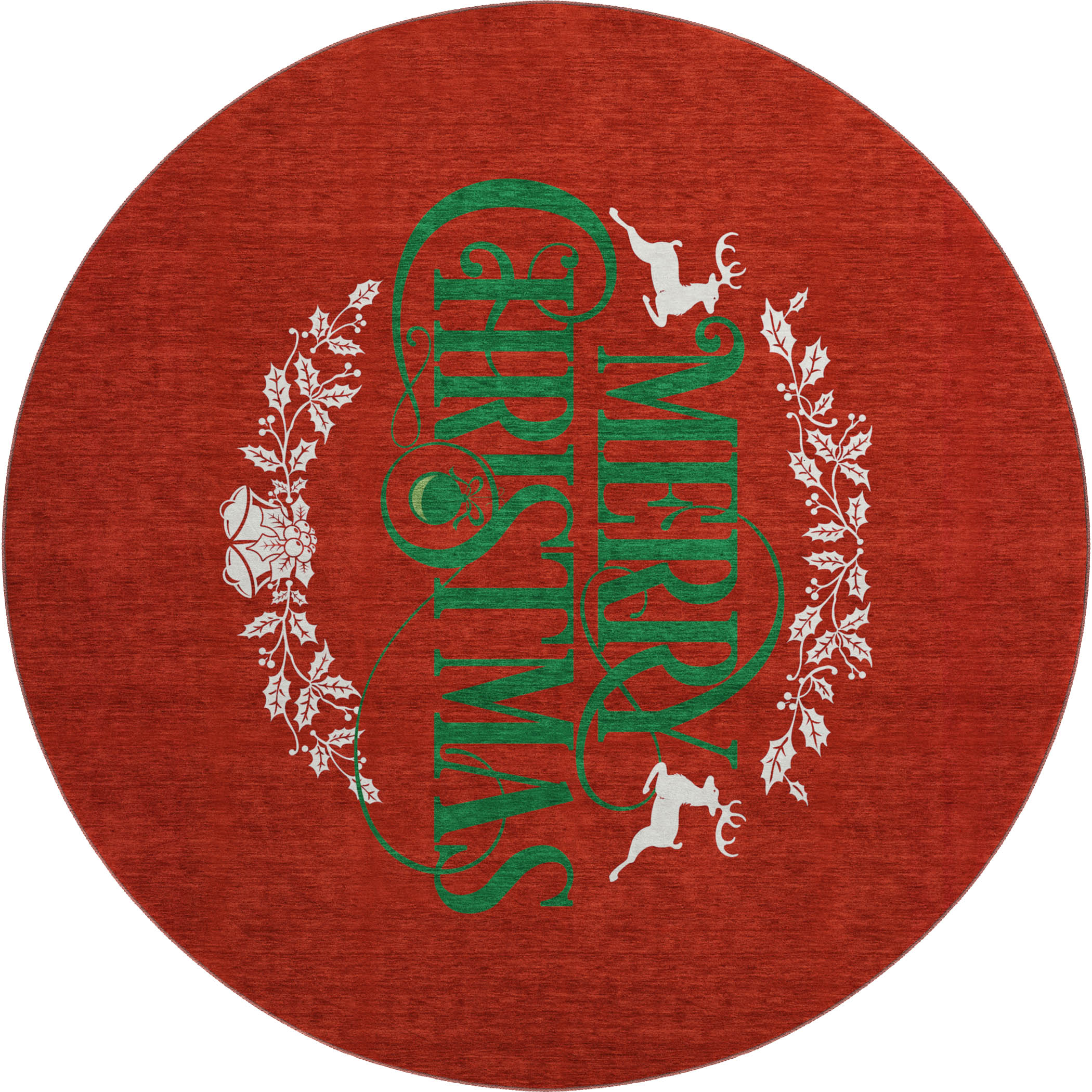 Luxury Machine Washable Indoor/Outdoor Holiday WN6 Red Rug 8' x 8' #shape_Round