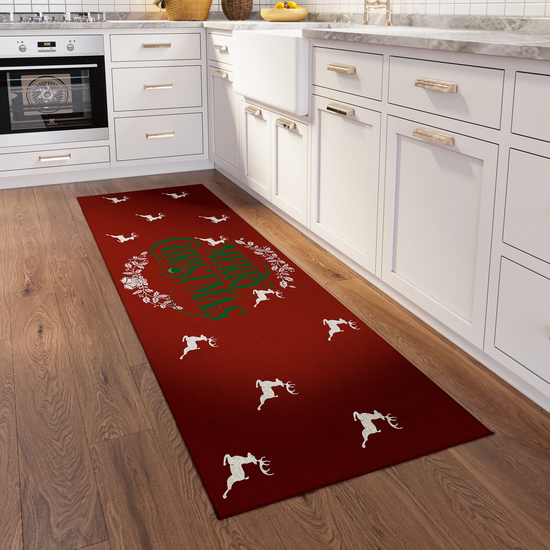 Luxury Machine Washable Indoor/Outdoor Holiday WN6 Red Rug 2'3" x 7'6" #shape_Runner