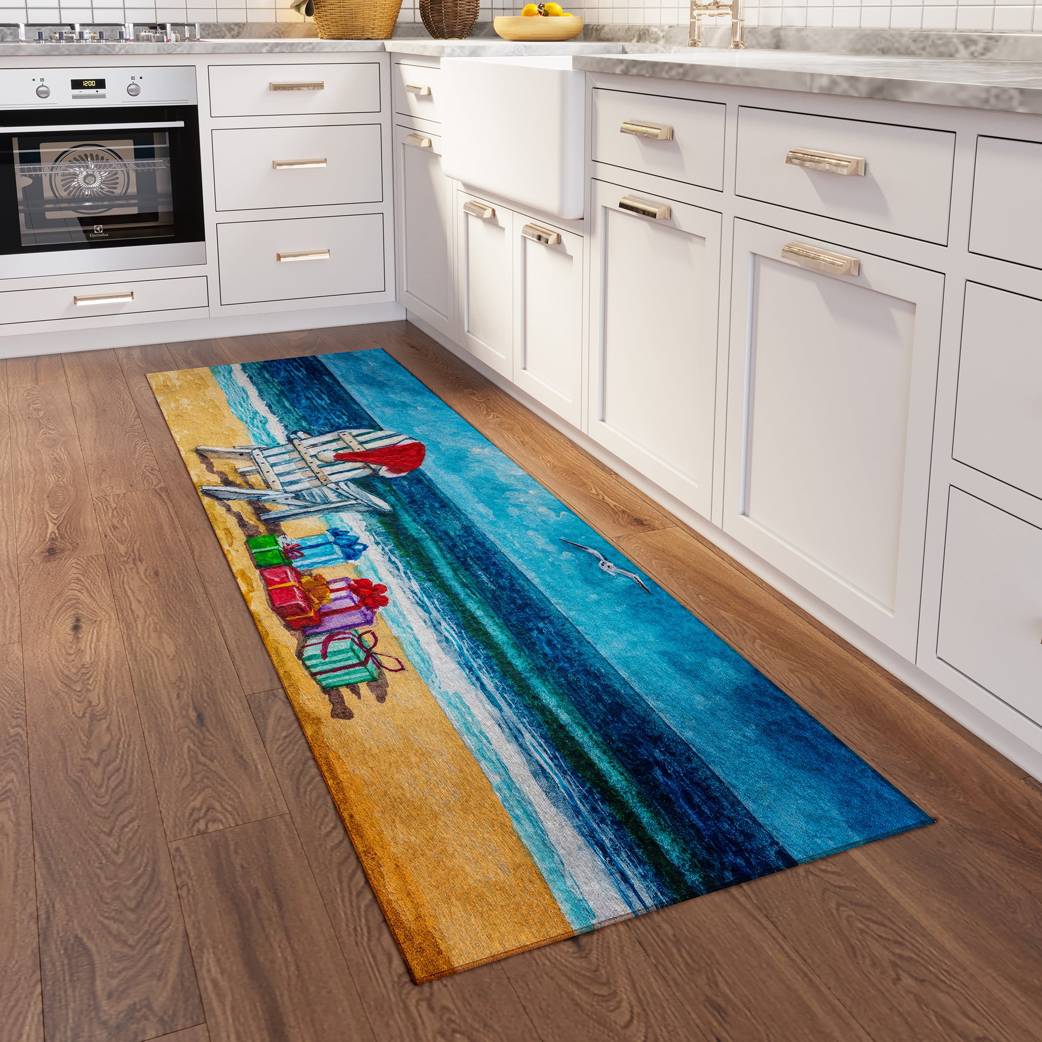 Luxury Machine Washable Indoor/Outdoor Holiday WN9 Ocean Blue Rug 2'3" x 7'6" #shape_Runner