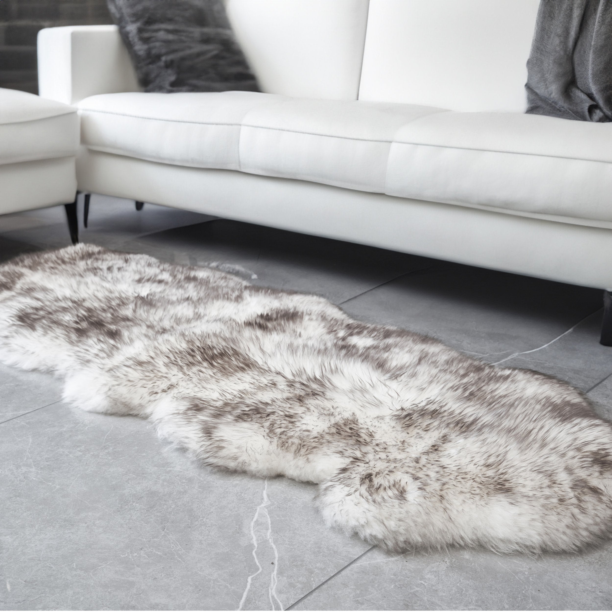 Natural Sheepskin Rug Shearling Fur Pelt Shaggy Carpet #color_Wolf Tipped