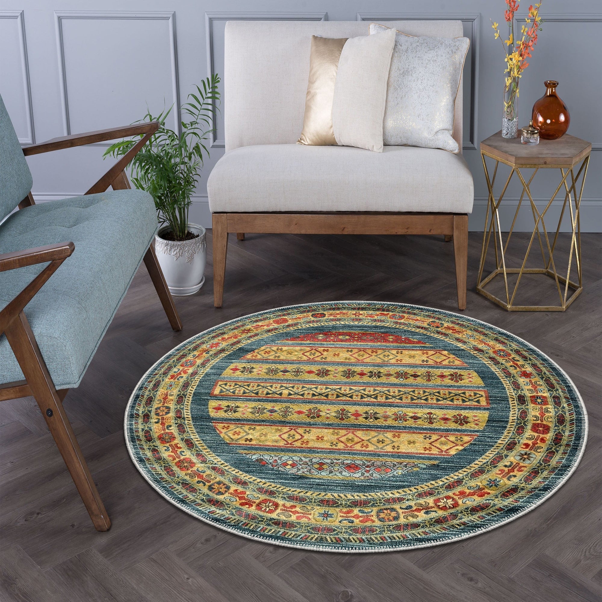 Omen Machine Washable Area Rug