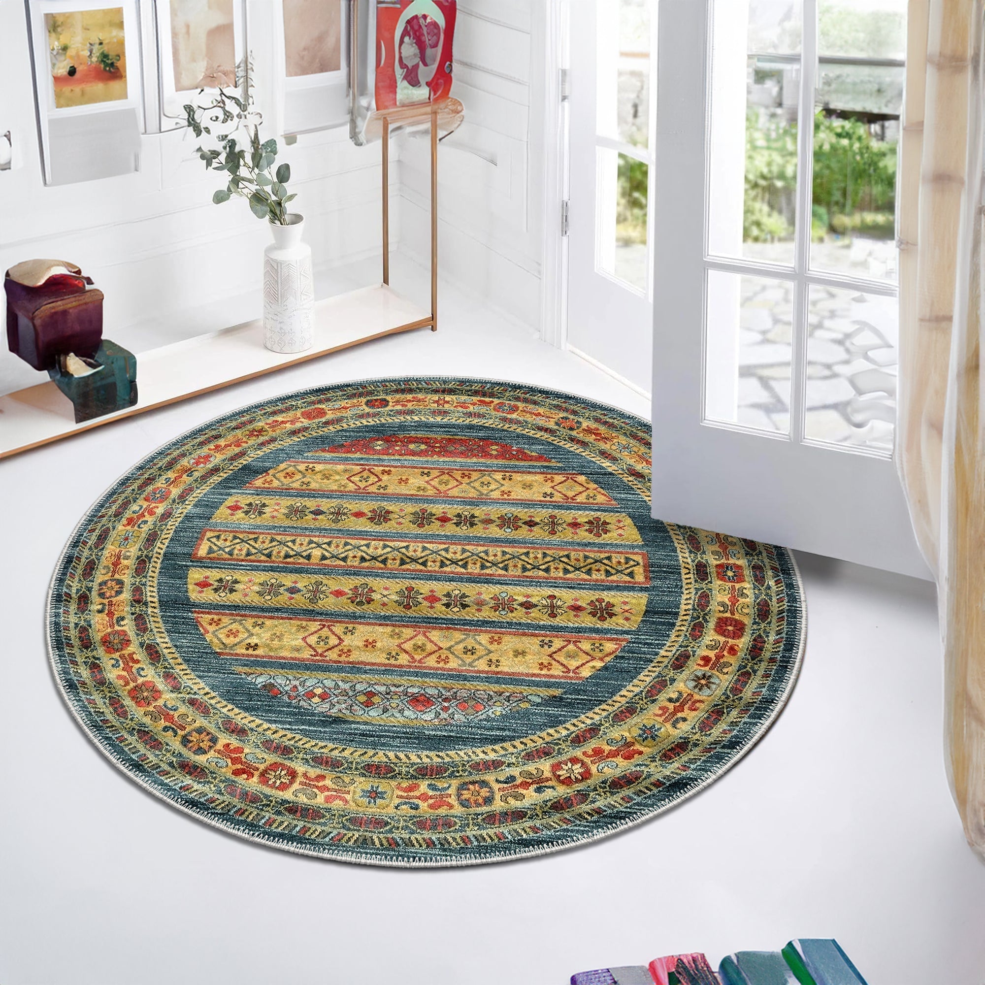 Omen Machine Washable Area Rug