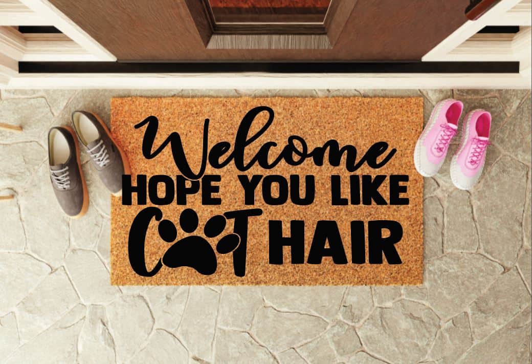 Welcome Hope You Like Cat Hair Paw Print Welcome Mat