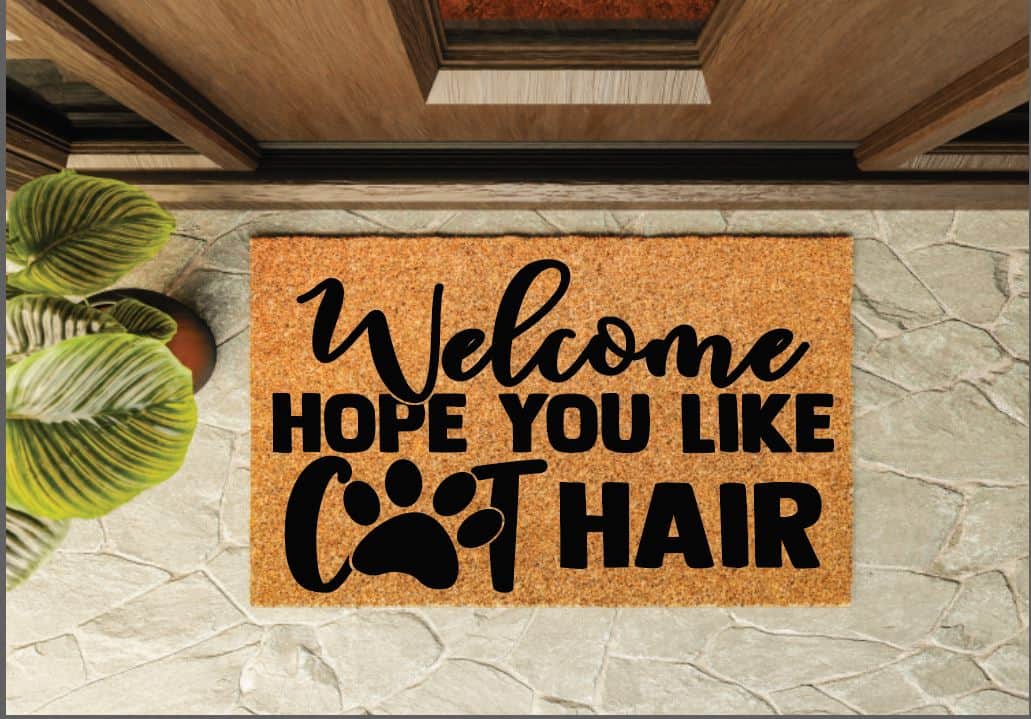 Welcome Hope You Like Cat Hair Paw Print Welcome Mat