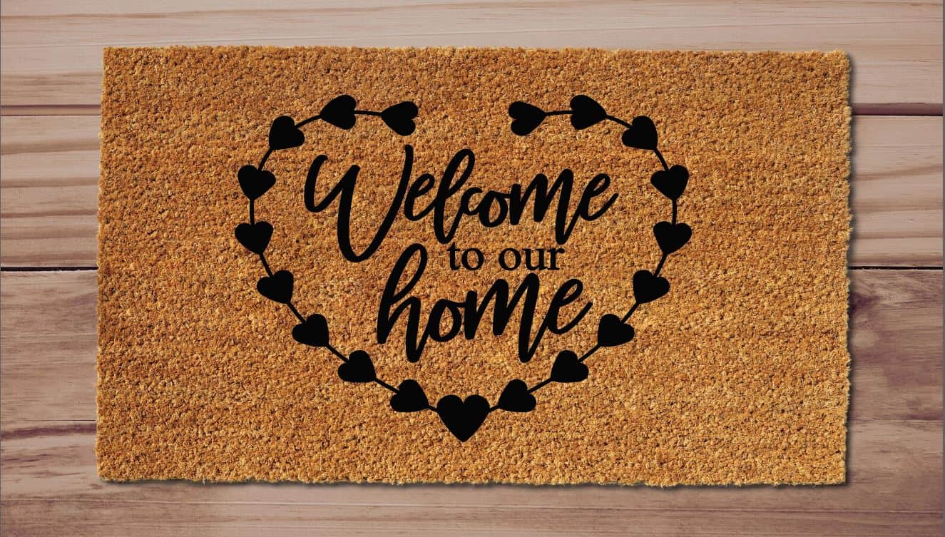 Welcome To Our Home Heart Welcome Mat