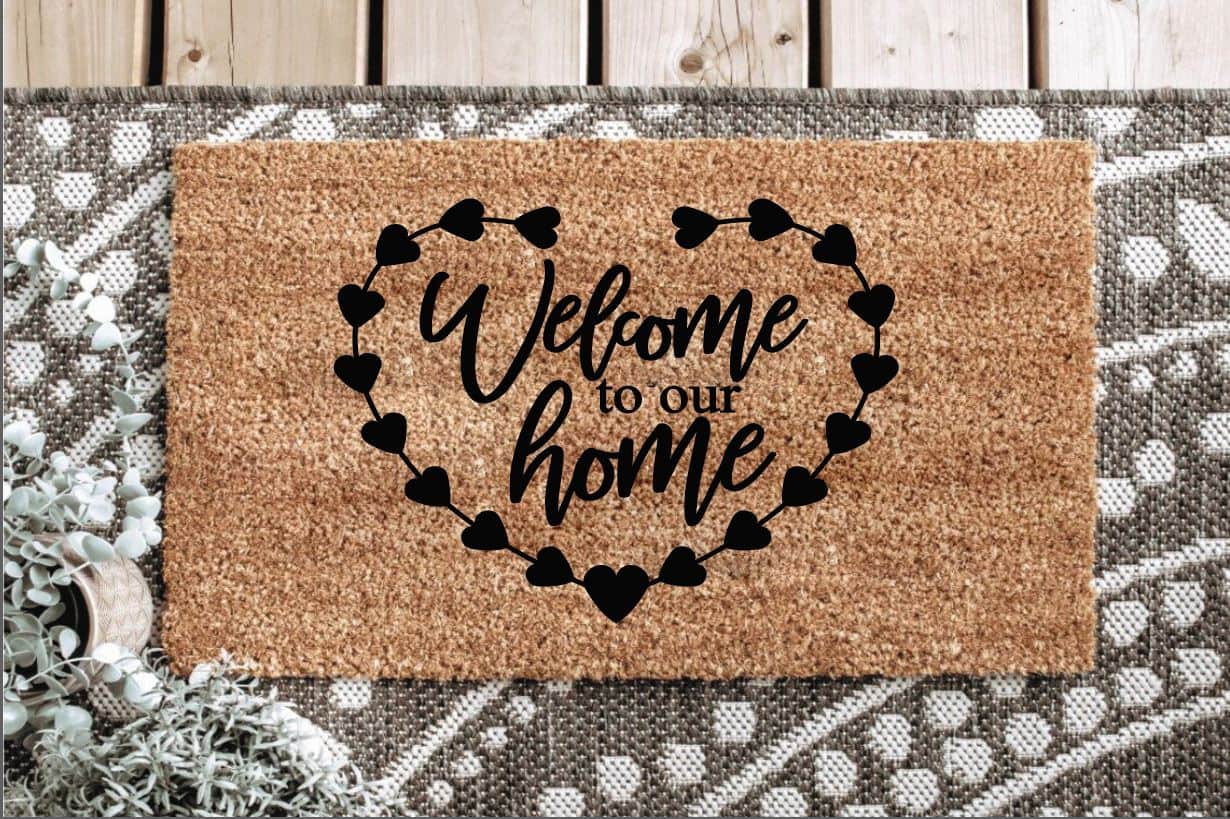 Welcome To Our Home Heart Welcome Mat
