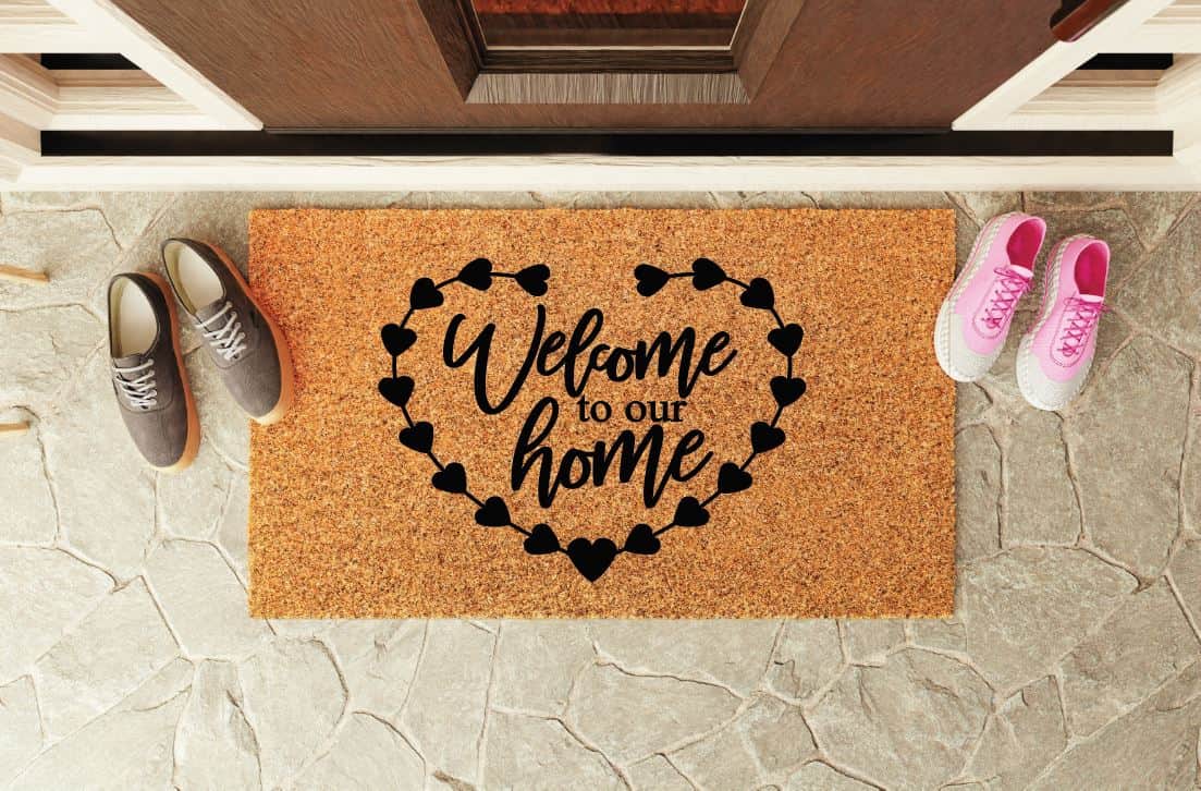 Welcome To Our Home Heart Welcome Mat