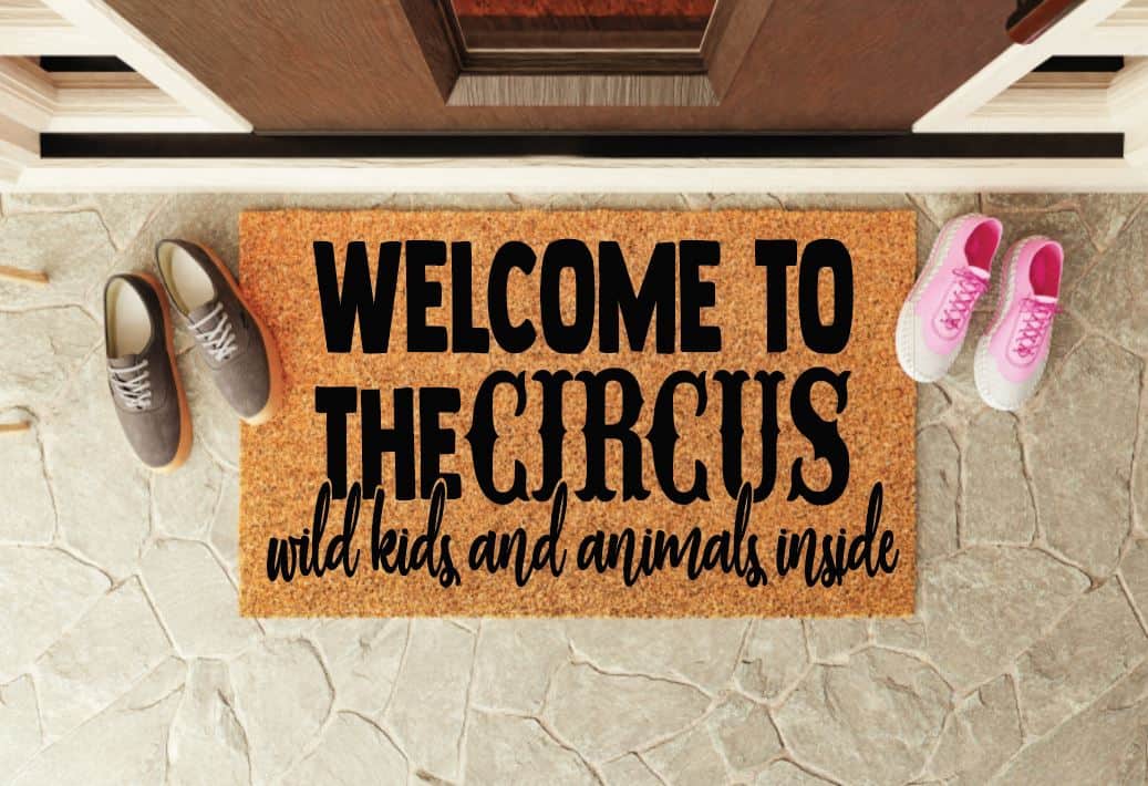 Welcome To The Circus Wild Kids and Animals Inside Welcome Mat