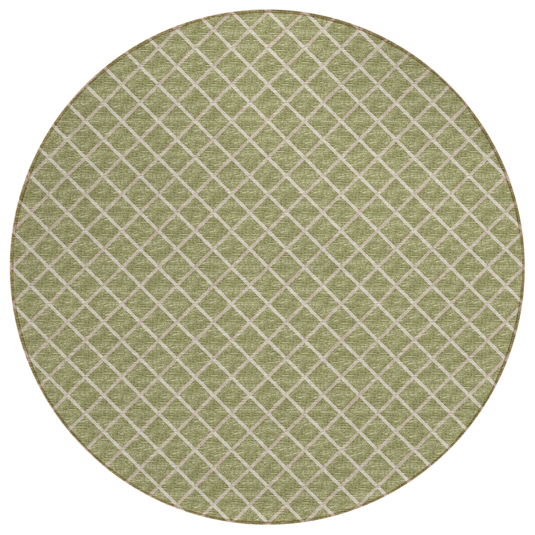 Luxury Machine Washable Indoor/Outdoor Transitional YO1 Aloe Green Rug 4' x 4' #shape_Round