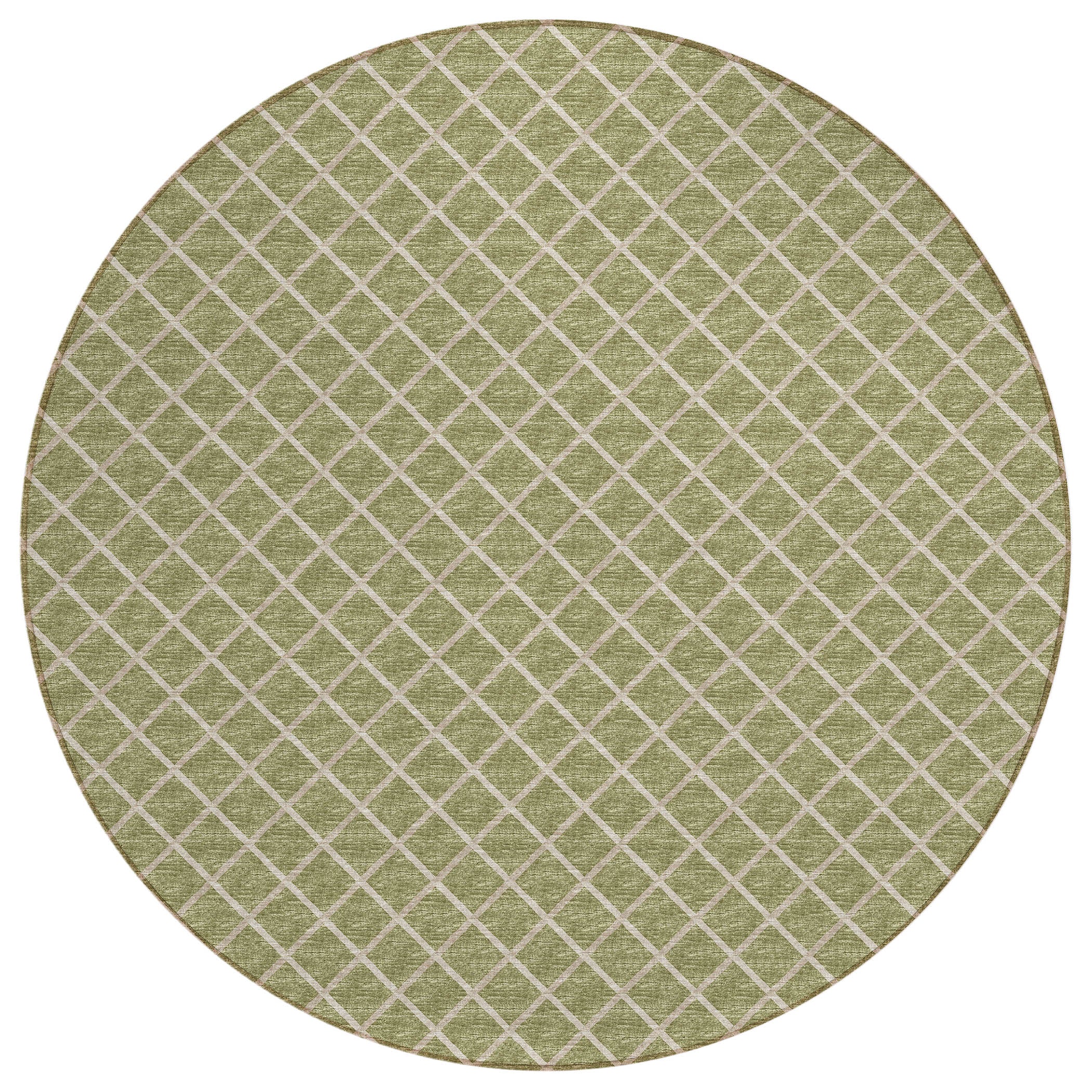 Luxury Machine Washable Indoor/Outdoor Transitional YO1 Aloe Green Rug 4' x 4' #shape_Round