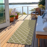 Luxury Machine Washable Indoor/Outdoor Transitional YO1 Aloe Green Rug 2'3" x 10' #shape_Runner