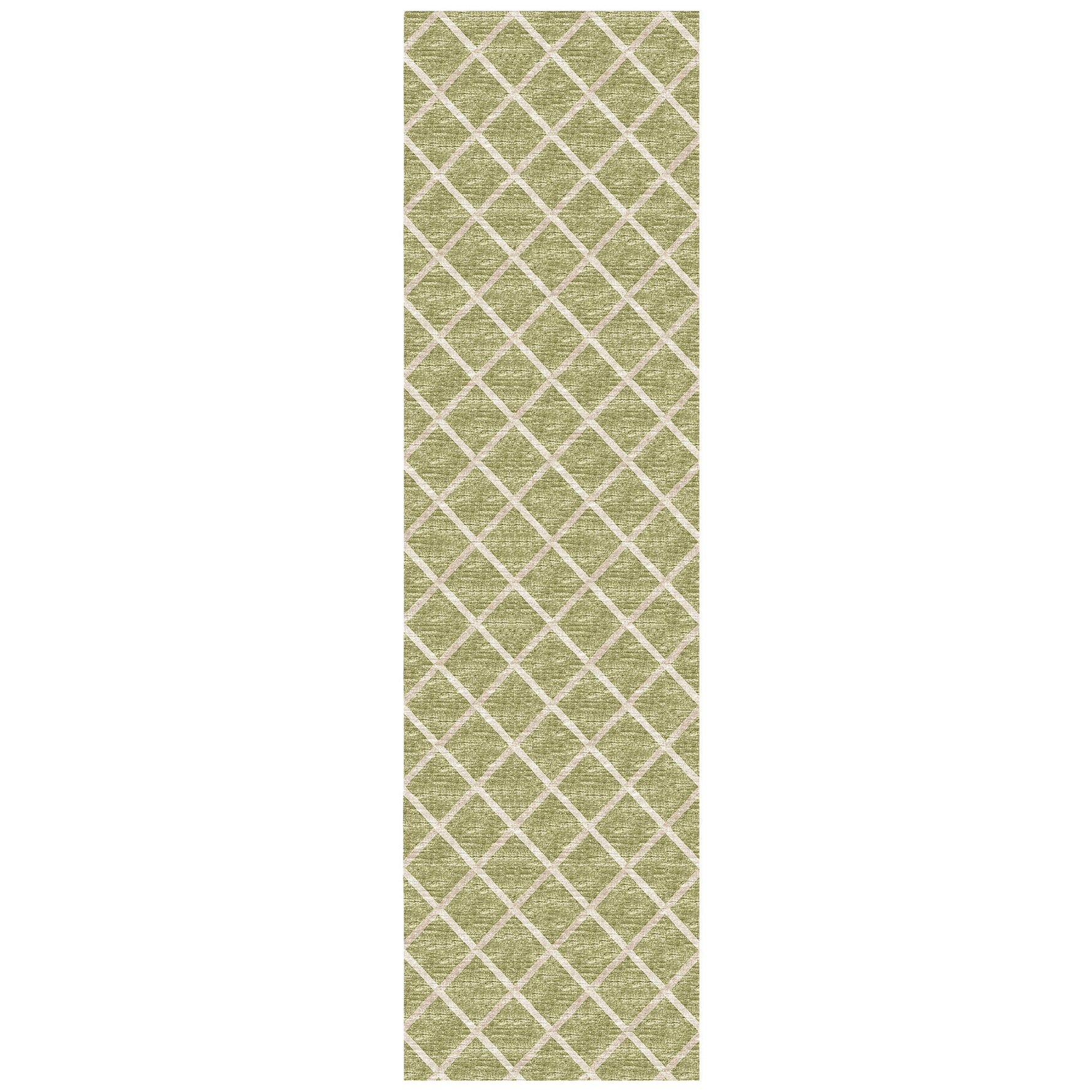 Luxury Machine Washable Indoor/Outdoor Transitional YO1 Aloe Green Rug 2'3" x 10' #shape_Runner