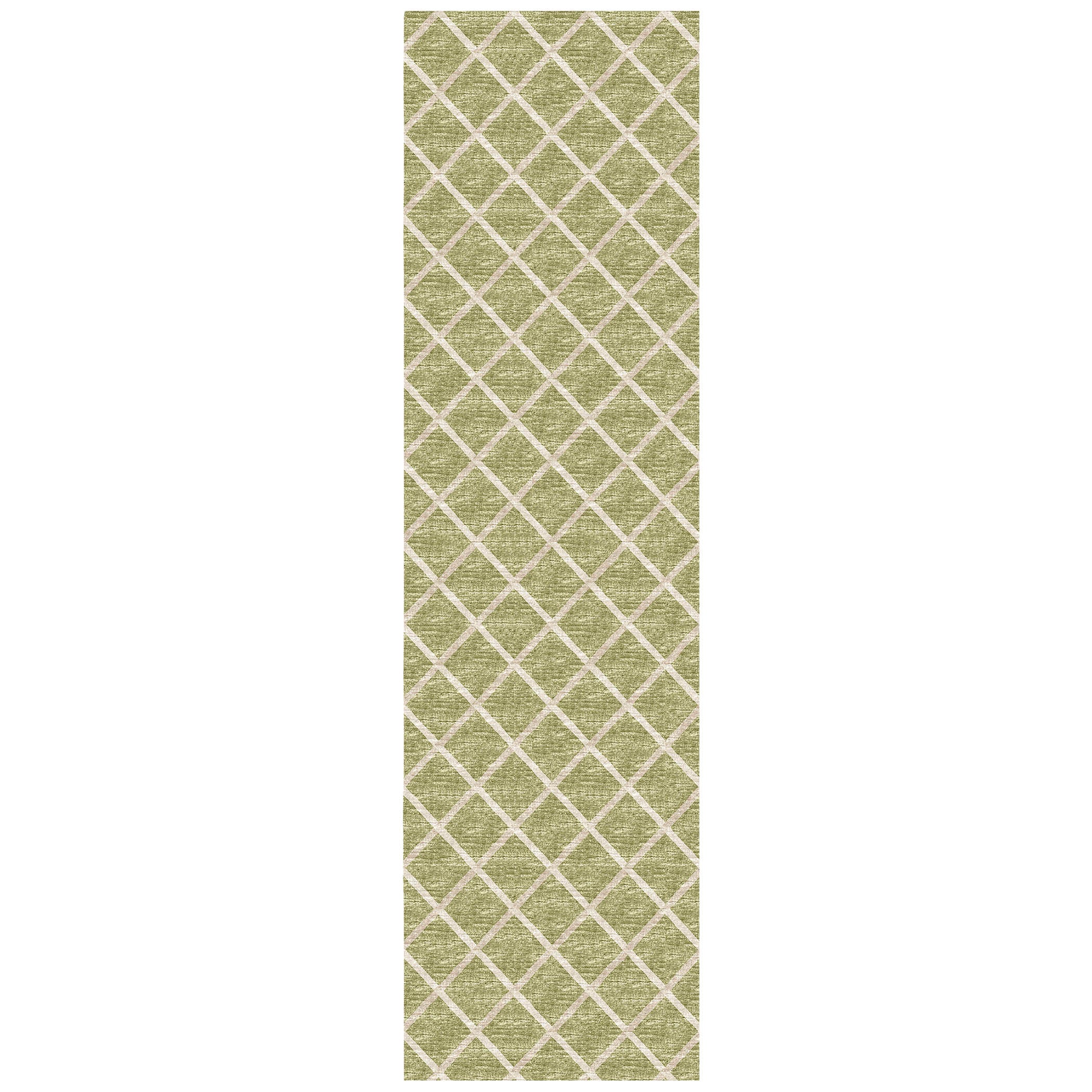 Luxury Machine Washable Indoor/Outdoor Transitional YO1 Aloe Green Rug 2'3" x 10' #shape_Runner