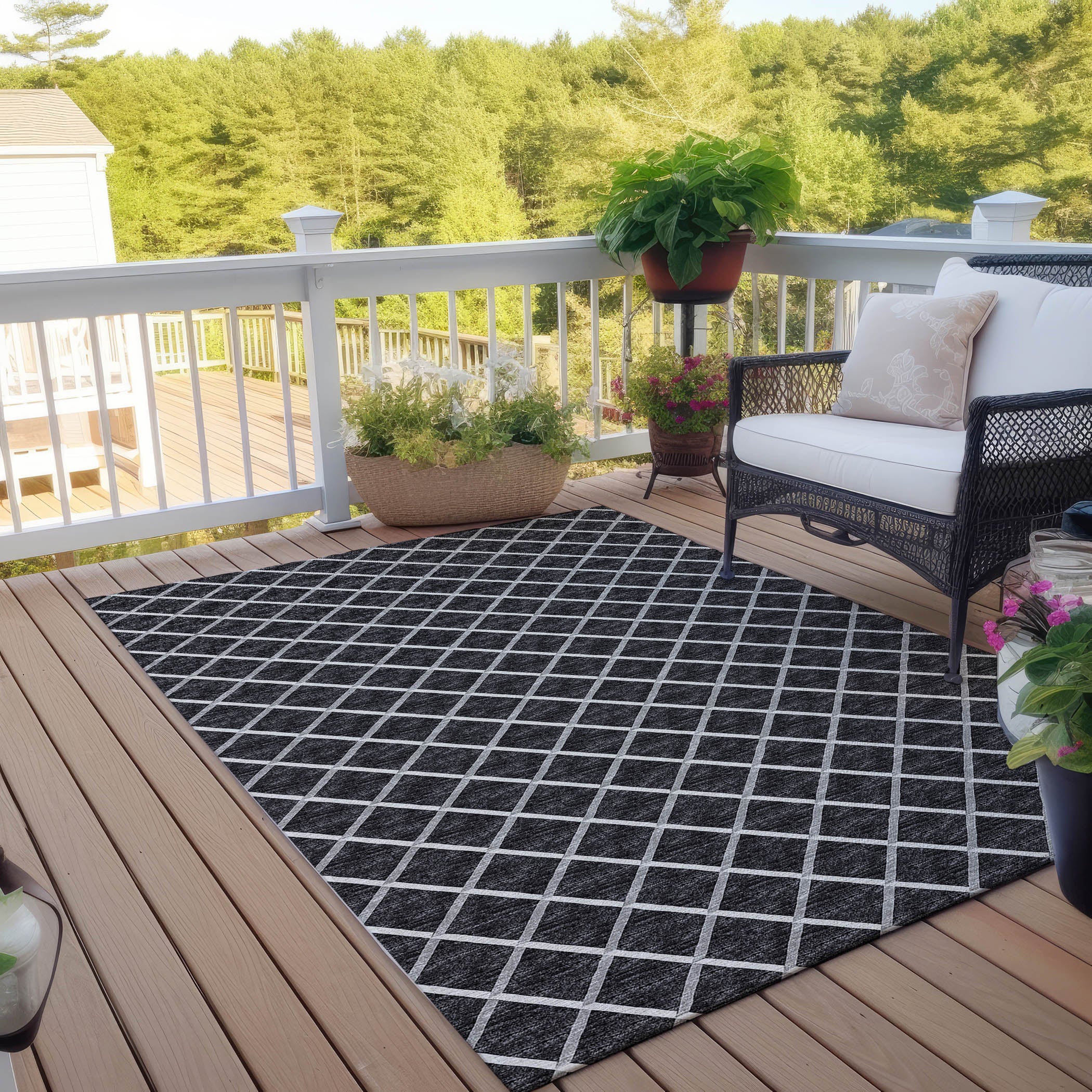 Luxury Machine Washable Indoor/Outdoor Transitional YO1 Black Rug 3' x 5' #shape_Rectangle