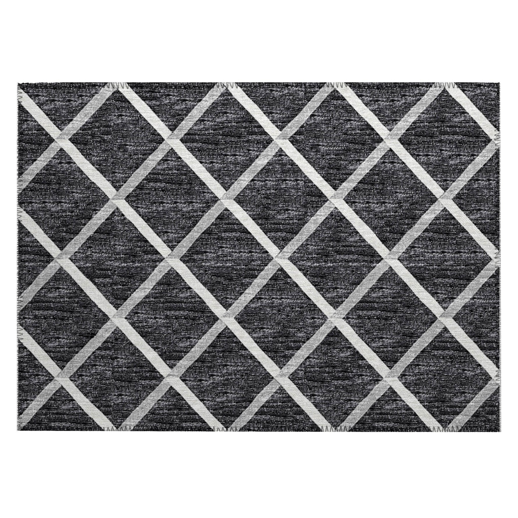 Luxury Machine Washable Indoor/Outdoor Transitional YO1 Black Rug 1'8" x 2'6" #shape_Rectangle