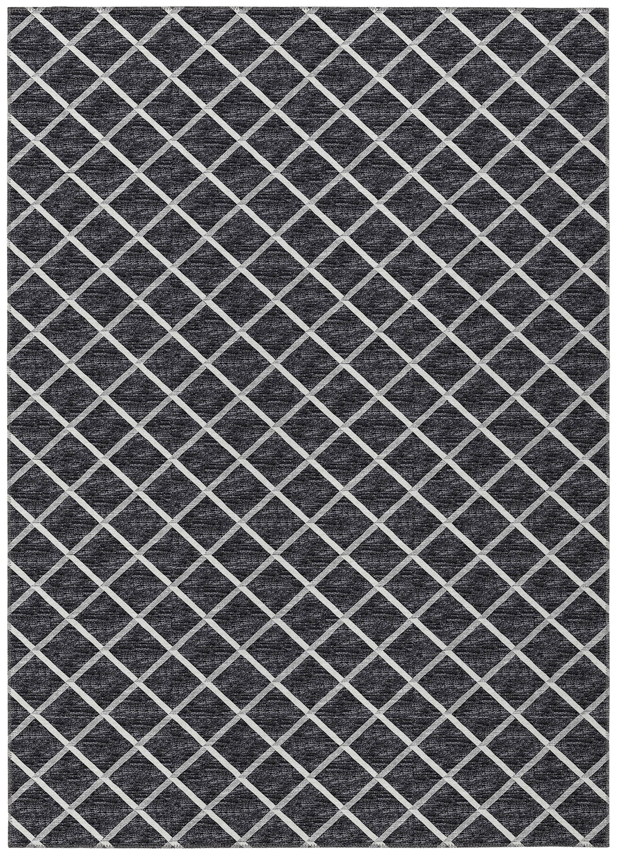 Luxury Machine Washable Indoor/Outdoor Transitional YO1 Black Rug 3' x 5' #shape_Rectangle