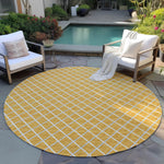 Luxury Machine Washable Indoor/Outdoor Transitional YO1 Gold Rug 4' x 4' #shape_Round