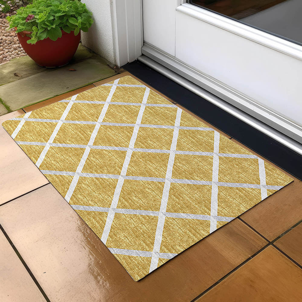 Luxury Machine Washable Indoor/Outdoor Transitional YO1 Gold Rug 1'8" x 2'6" #shape_Rectangle