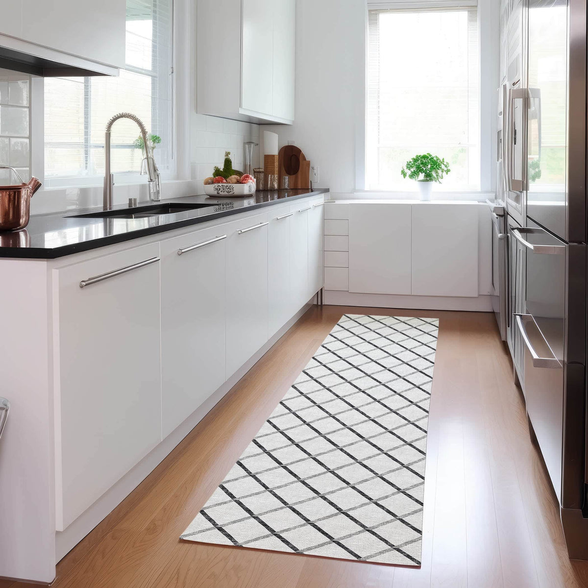 Luxury Machine Washable Indoor/Outdoor Transitional YO1 Gray Rug 2'3" x 10' #shape_Runner