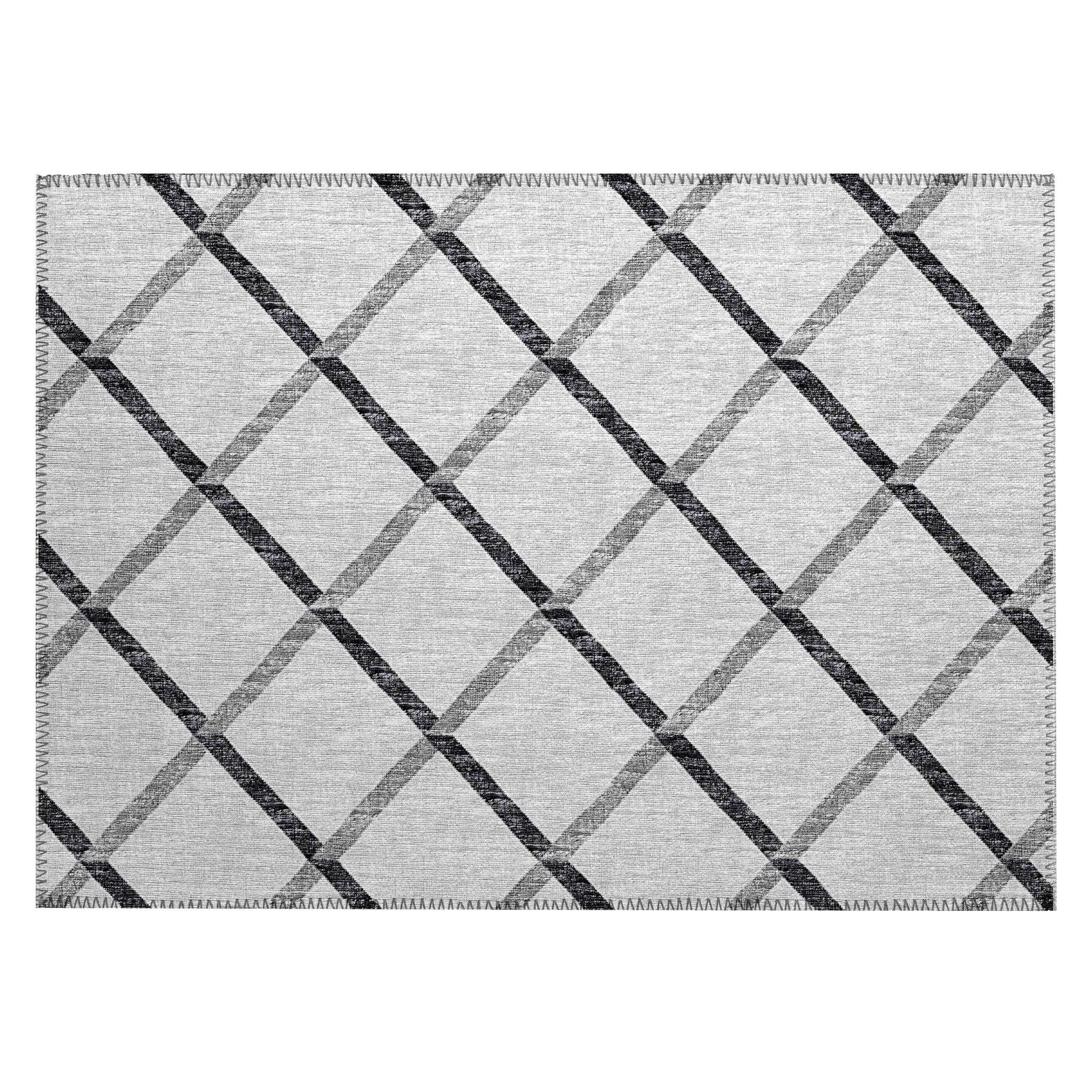 Luxury Machine Washable Indoor/Outdoor Transitional YO1 Gray Rug 1'8" x 2'6" #shape_Rectangle