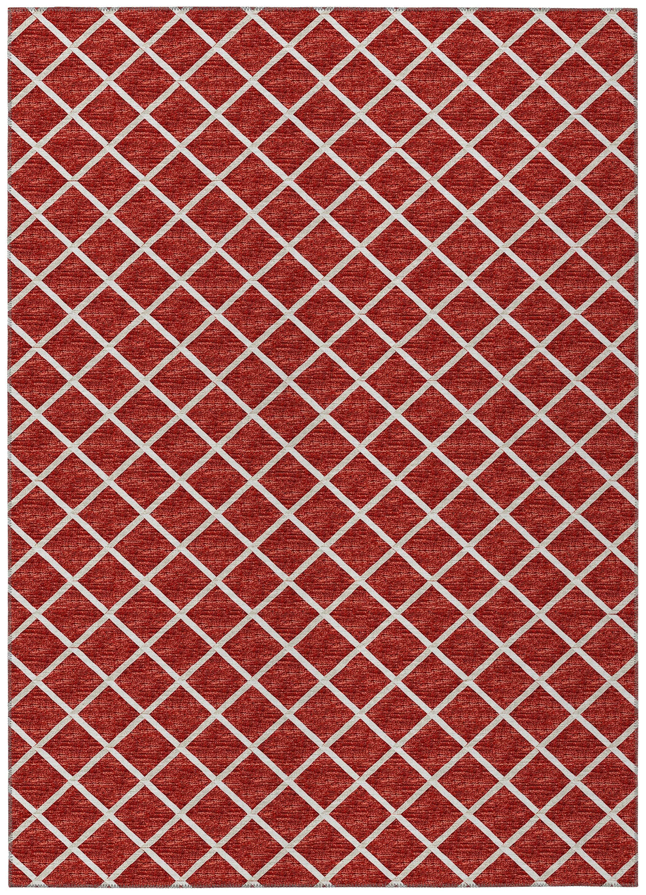 Luxury Machine Washable Indoor/Outdoor Transitional YO1 Red Rug 3' x 5' #shape_Rectangle