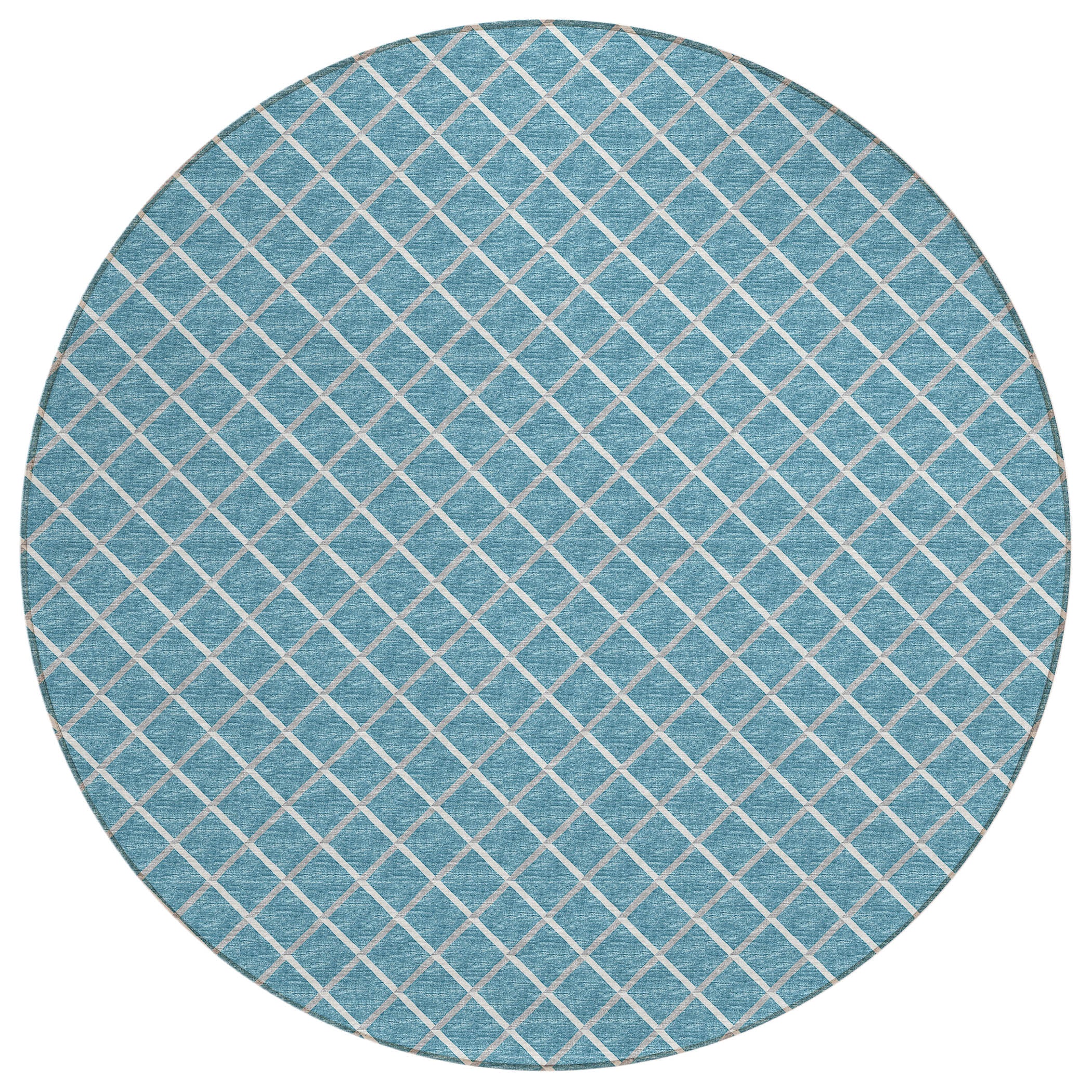Luxury Machine Washable Indoor/Outdoor Transitional YO1 Sky Blue Rug 4' x 4' #shape_Round