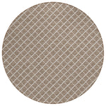 Luxury Machine Washable Indoor/Outdoor Transitional YO1 Taupe Brown Rug 4' x 4' #shape_Round