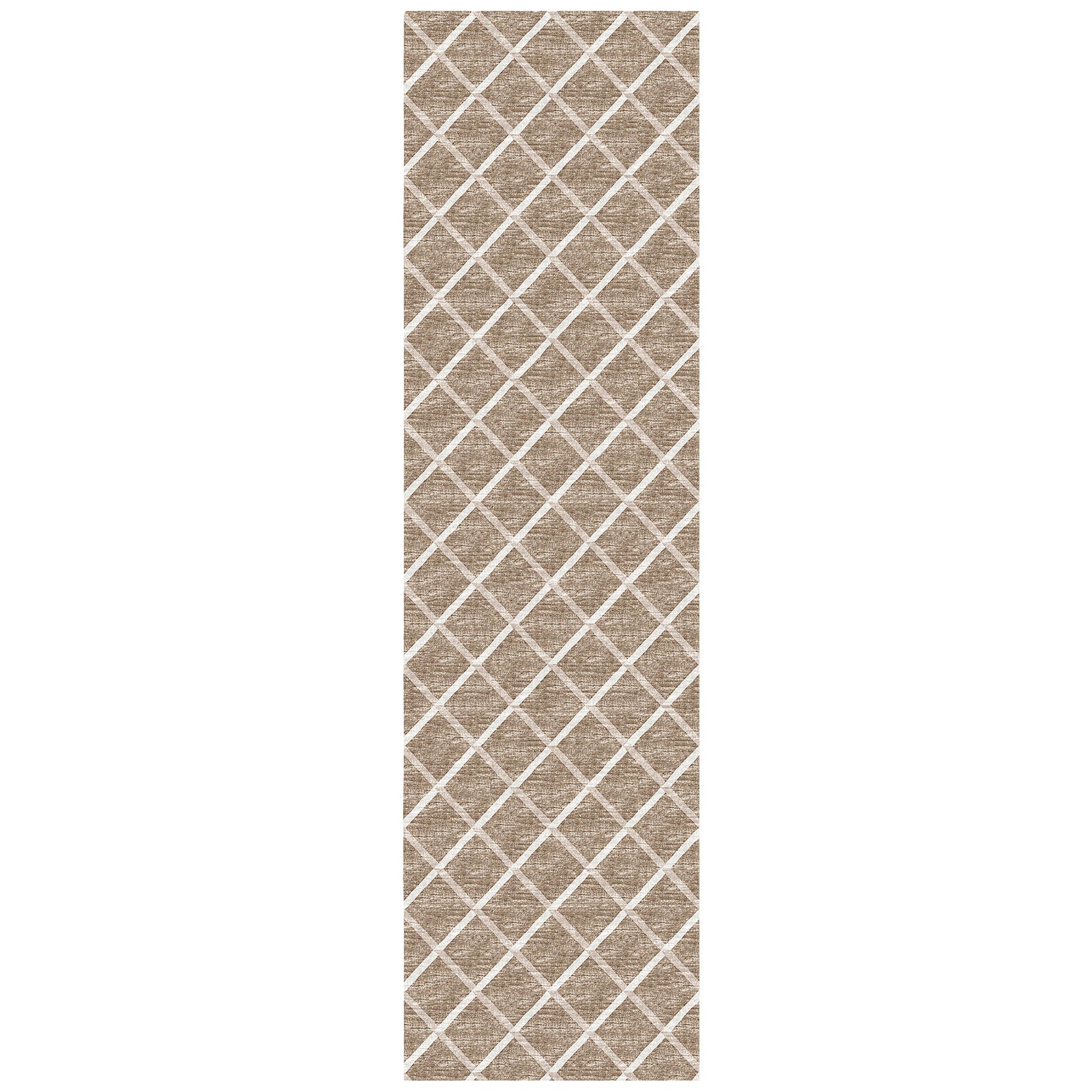 Luxury Machine Washable Indoor/Outdoor Transitional YO1 Taupe Brown Rug 2'3" x 10' #shape_Runner