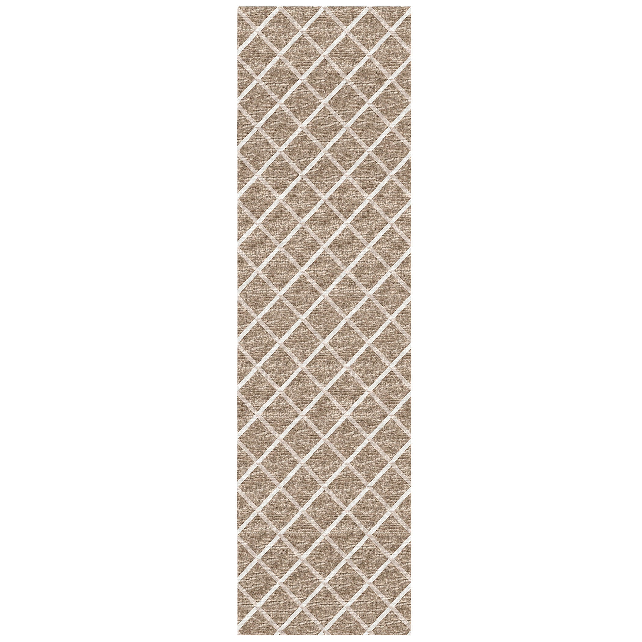 Luxury Machine Washable Indoor/Outdoor Transitional YO1 Taupe Brown Rug 2'3" x 10' #shape_Runner
