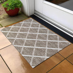 Luxury Machine Washable Indoor/Outdoor Transitional YO1 Taupe Brown Rug 1'8" x 2'6" #shape_Rectangle