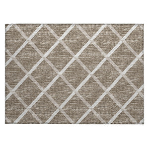 Luxury Machine Washable Indoor/Outdoor Transitional YO1 Taupe Brown Rug 1'8