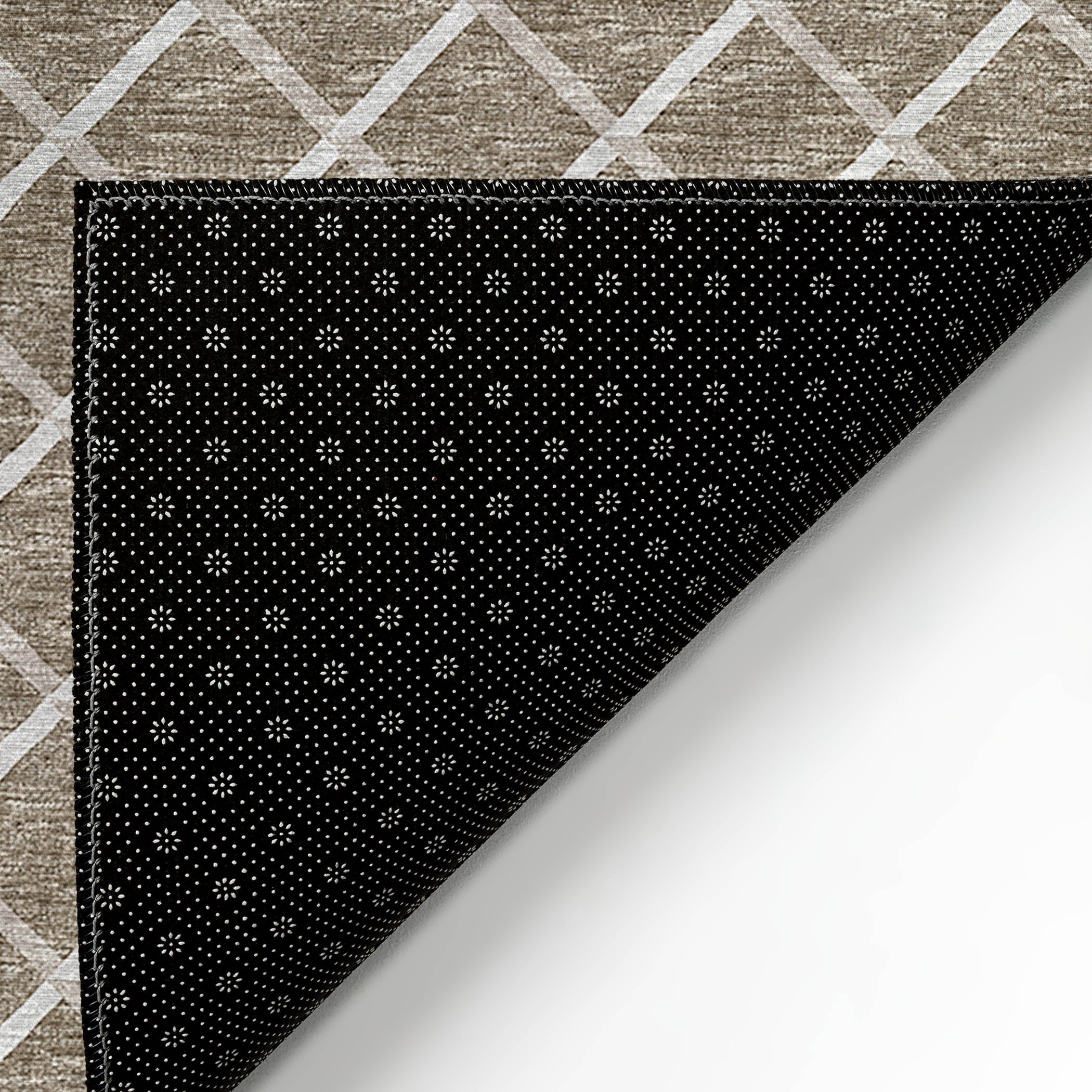 Luxury Machine Washable Indoor/Outdoor Transitional YO1 Taupe Brown Rug 1'8" x 2'6" #shape_Rectangle