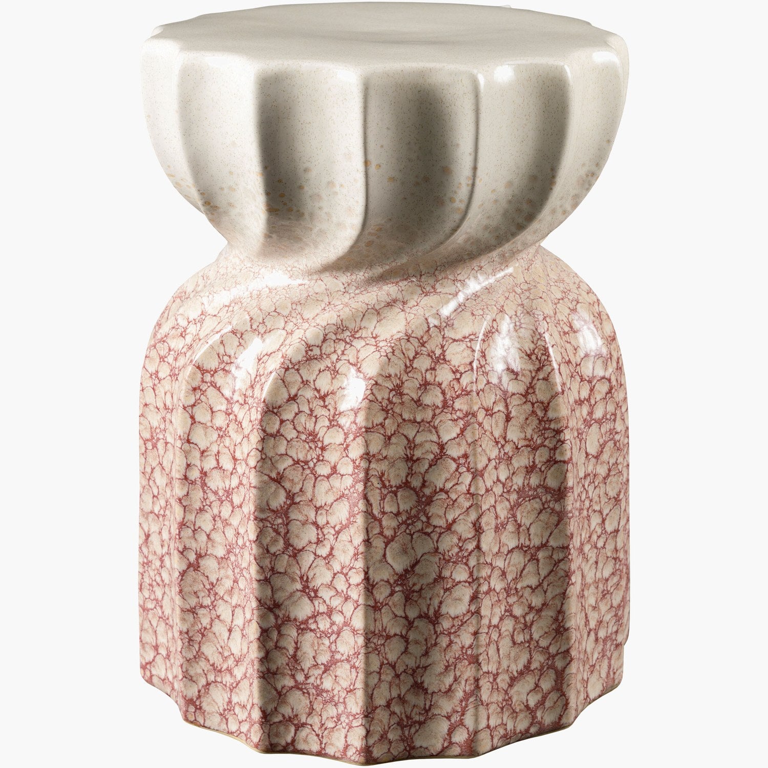 Alexia Garden Stool in Coral & Cream