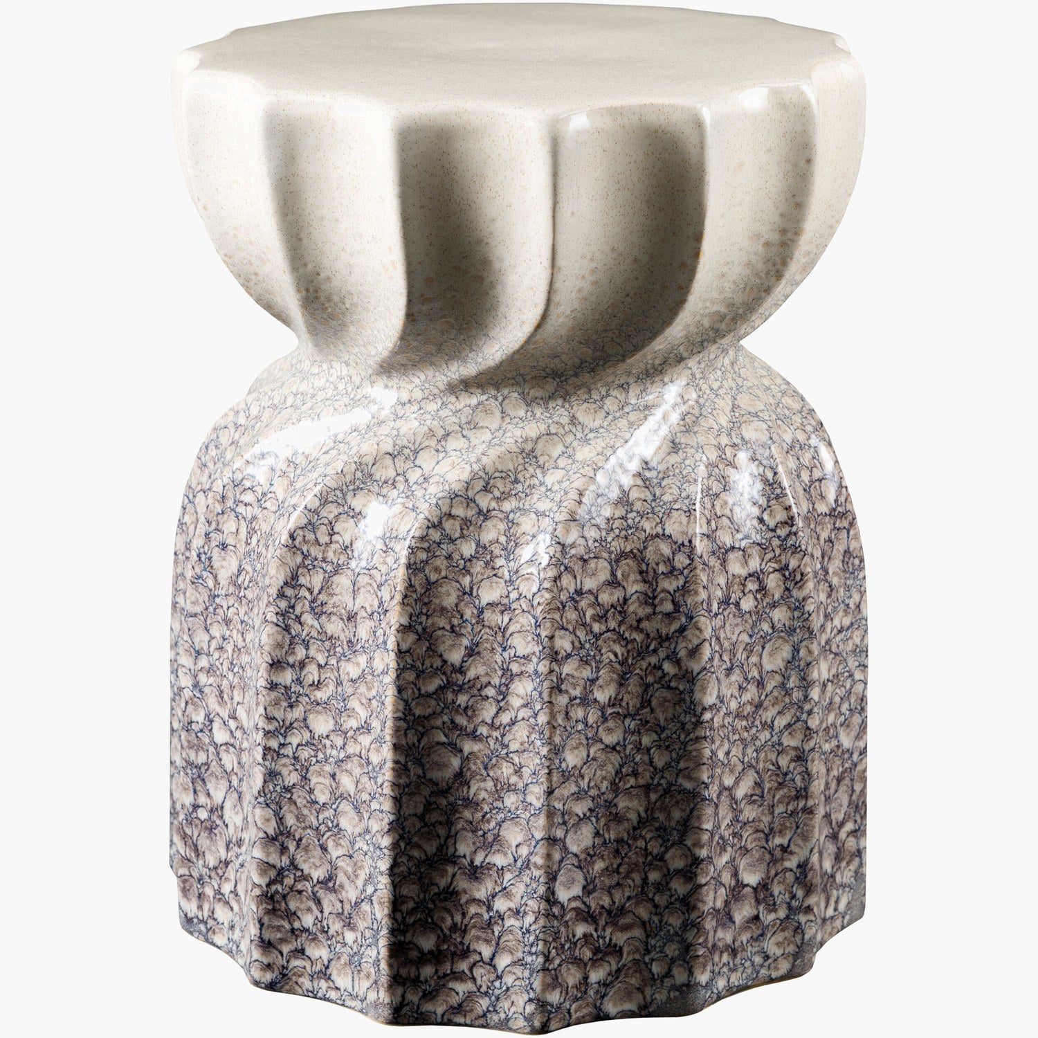 Alexia Garden Stool in Blue & Cream