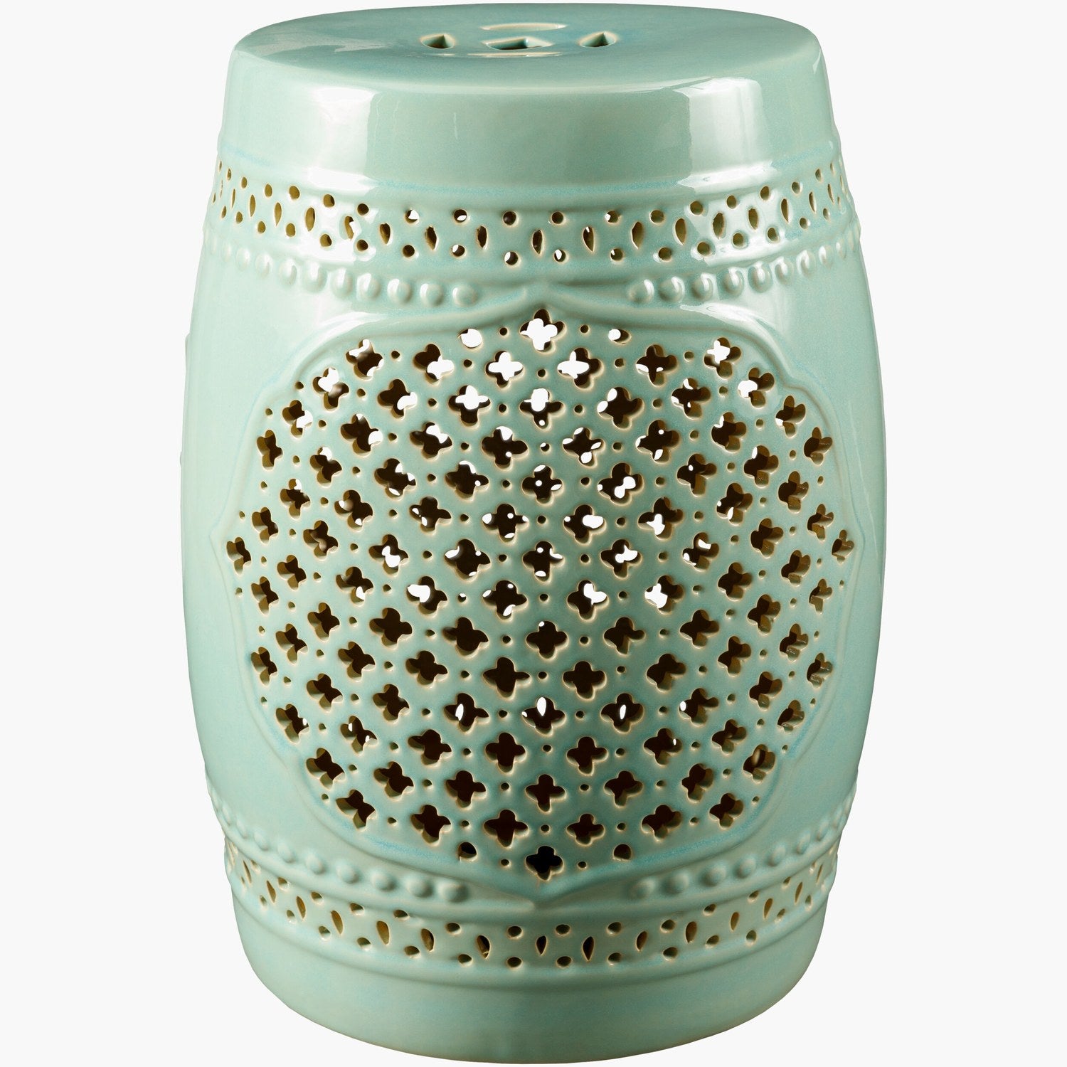 Auburndale Garden Stool in Seafoam & Ivory