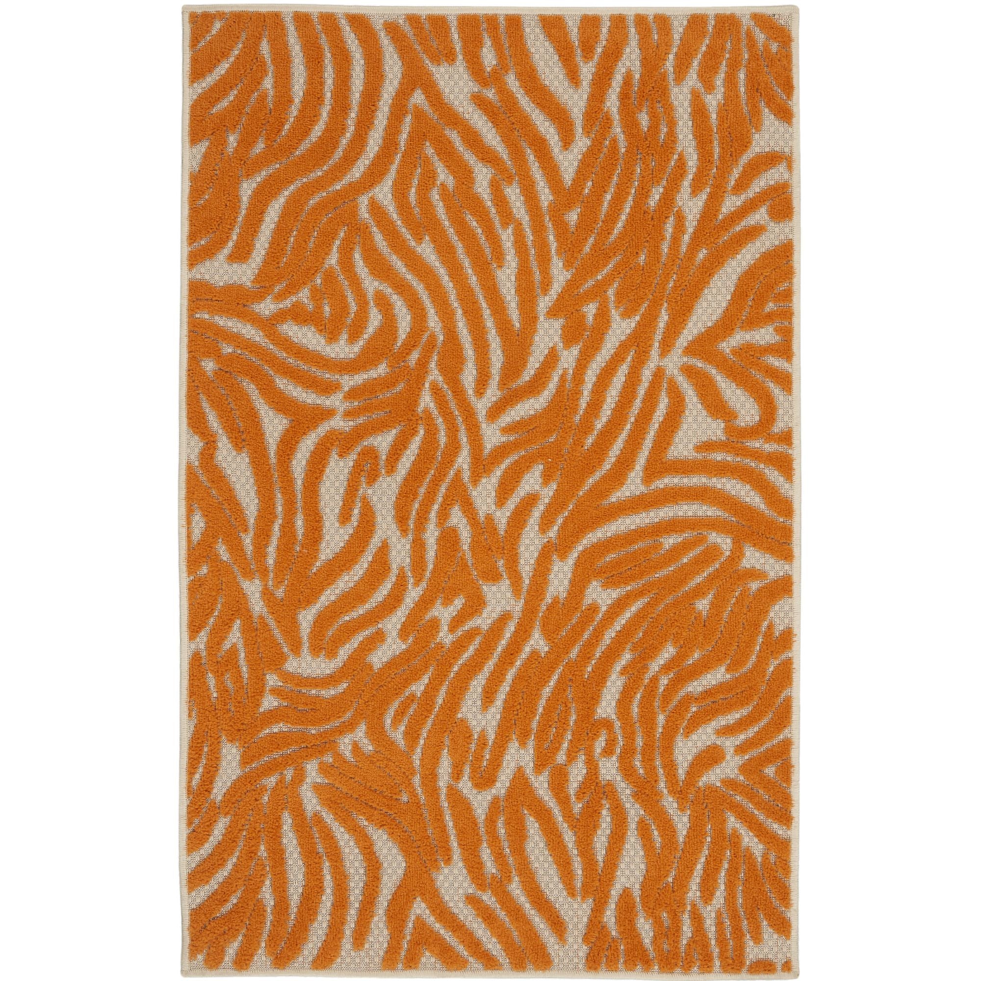 Orange Indoor Outdoor Zebra Stripe Area Rug