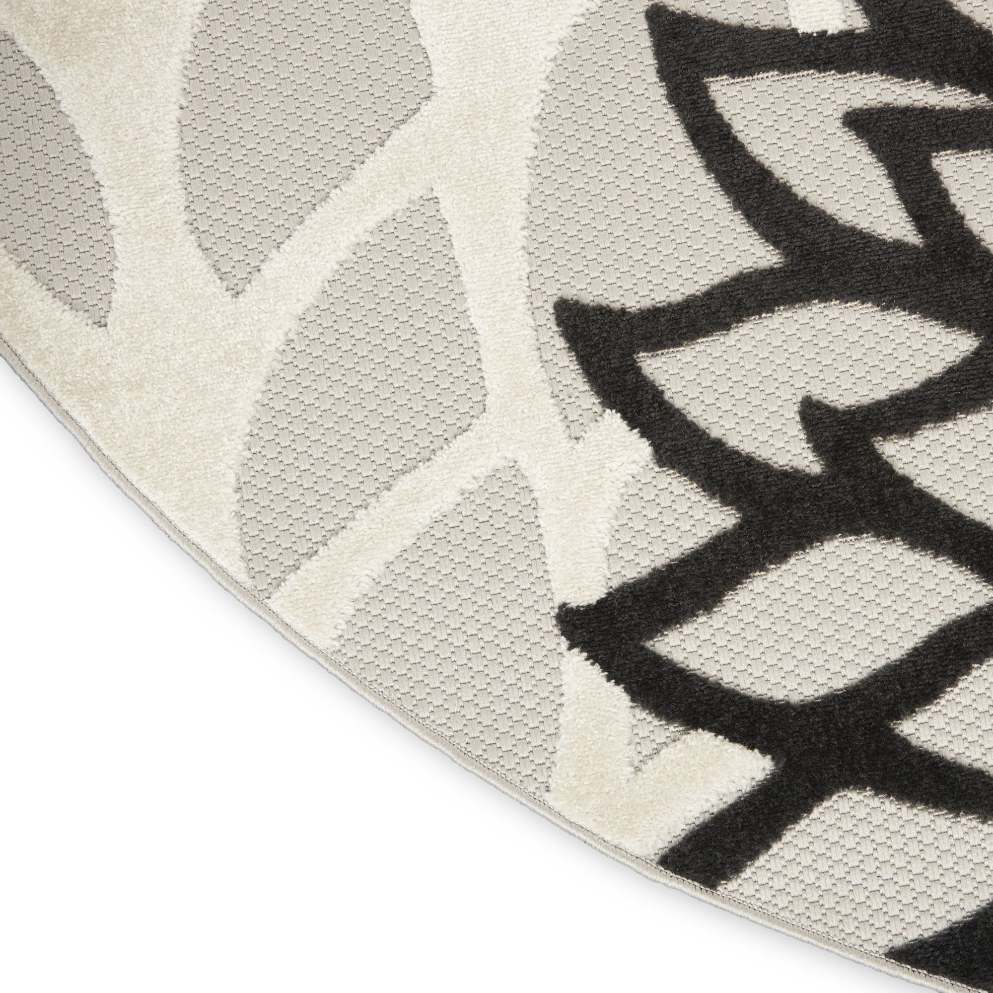 Black White Tropical Indoor-Outdoor Black White Area Rug