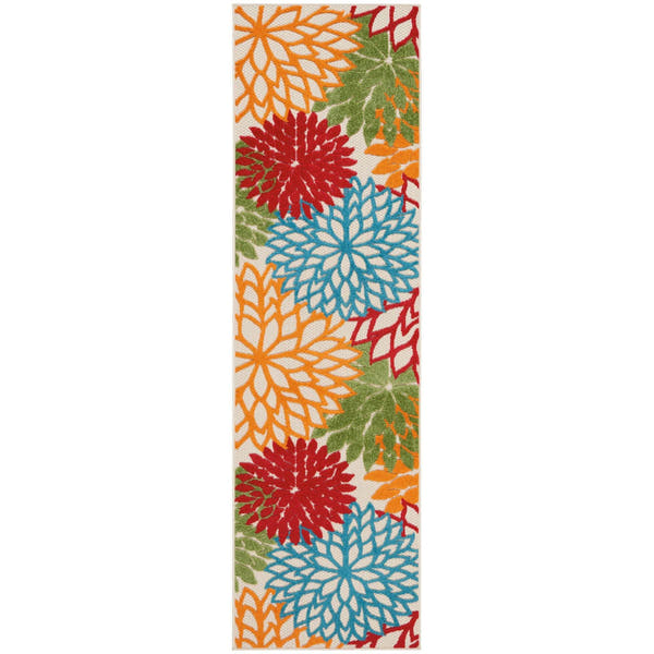 Green Tropical Indoor-Outdoor Black White Area Rug