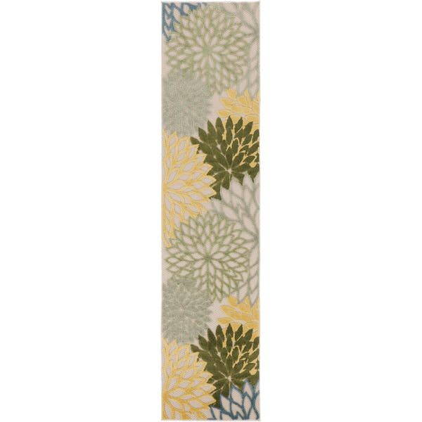 Green Multicolor Tropical Indoor-Outdoor Black White Area Rug