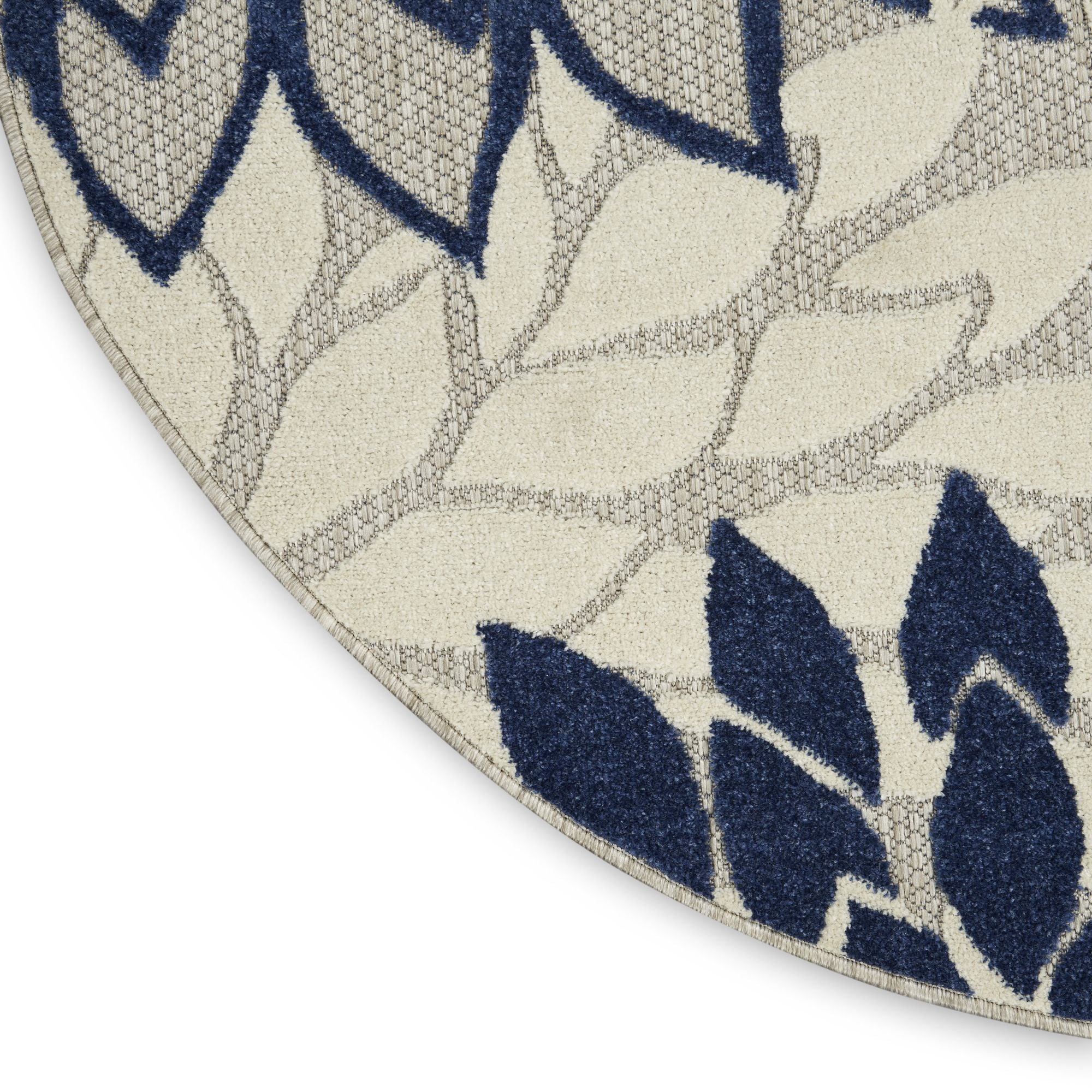Ivory Navy Tropical Indoor-Outdoor Black White Area Rug