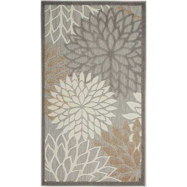 Natural Tropical Indoor-Outdoor Black White Area Rug