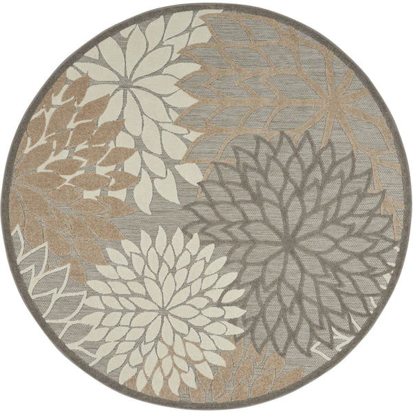 Natural Tropical Indoor-Outdoor Black White Area Rug