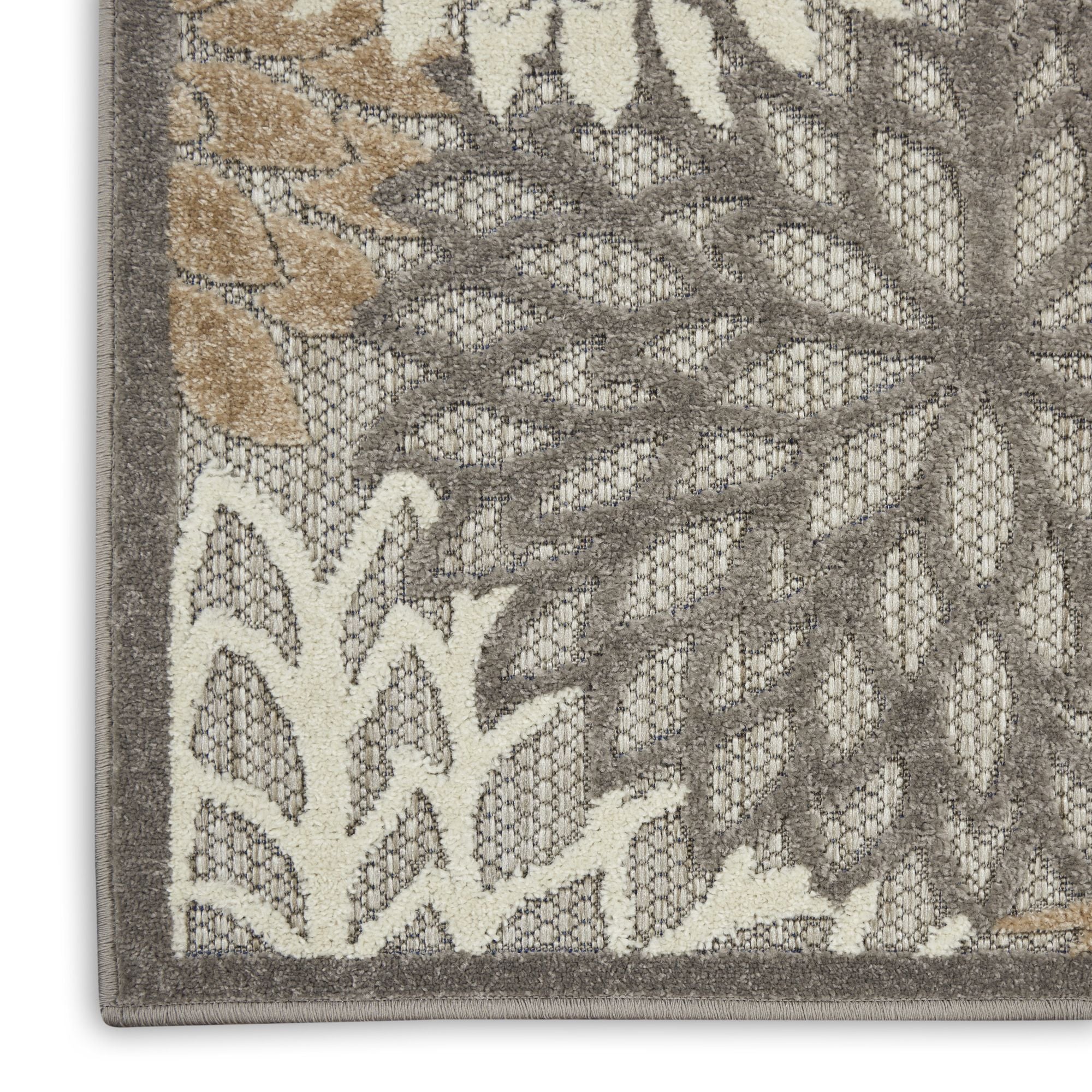 Natural Tropical Indoor-Outdoor Black White Area Rug