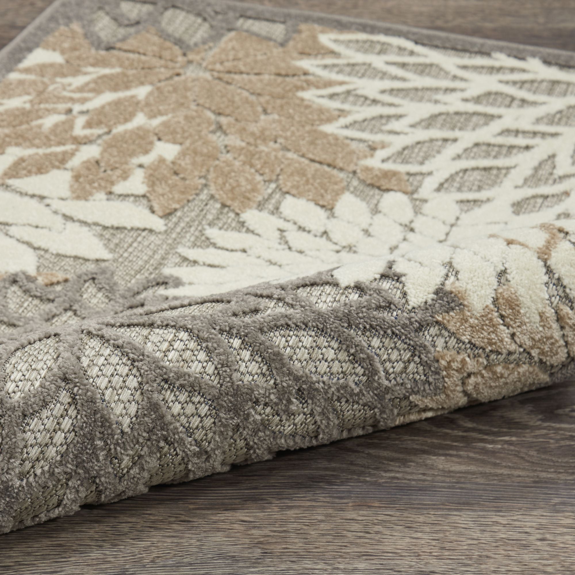 Natural Tropical Indoor-Outdoor Black White Area Rug