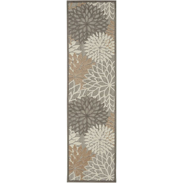 Natural Tropical Indoor-Outdoor Black White Area Rug