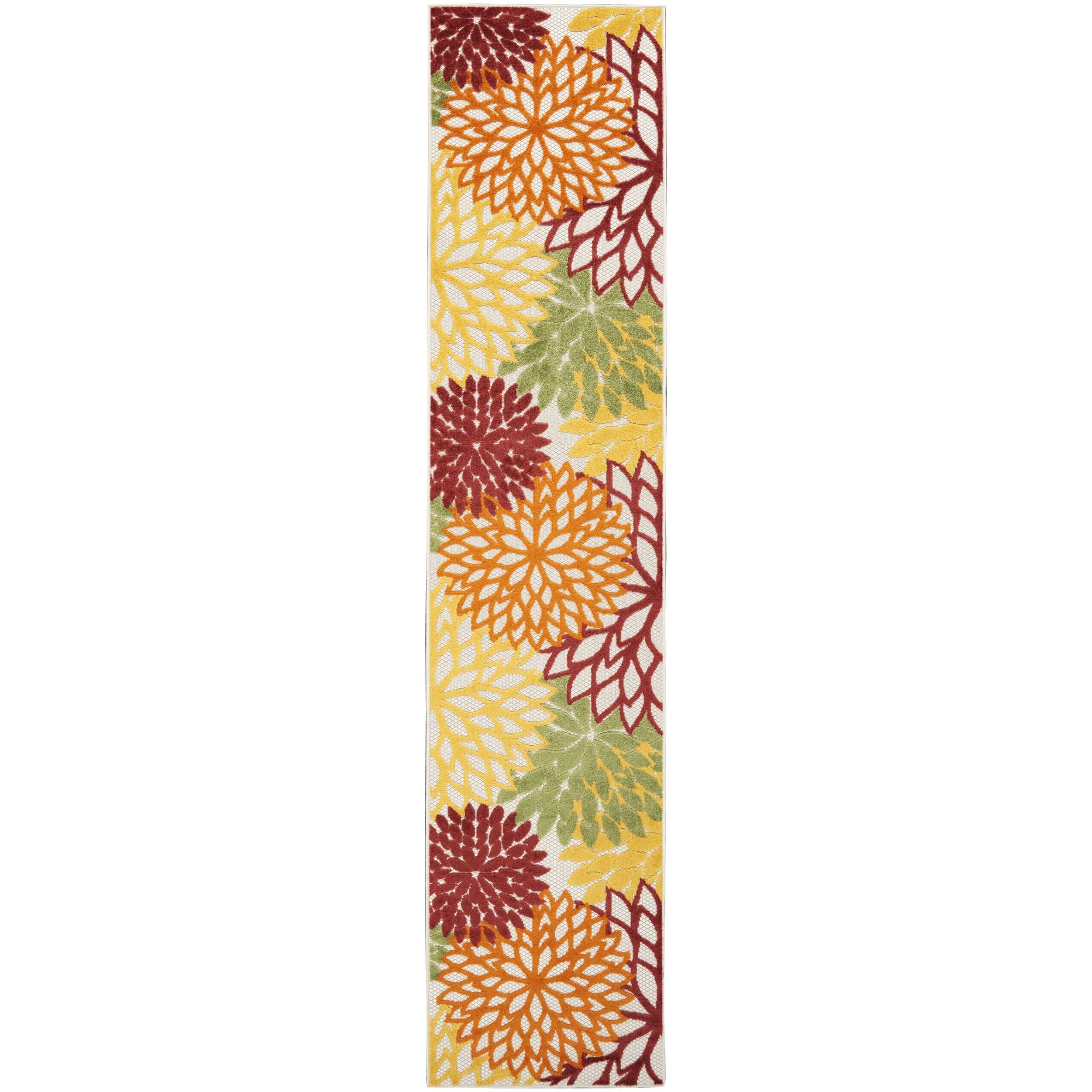 Red Multicolor Tropical Indoor-Outdoor Black White Area Rug