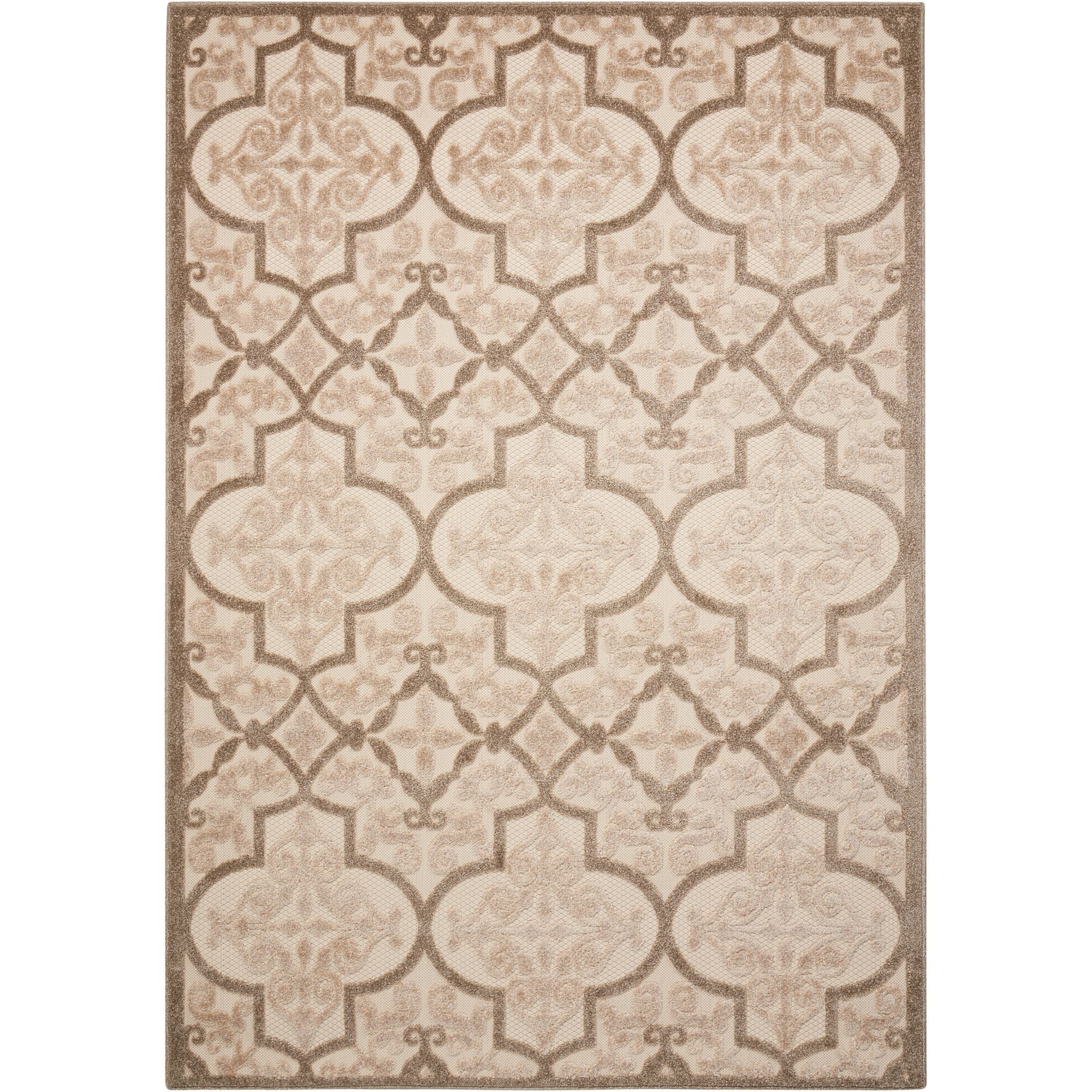 Cream Bohemian Trellis Indoor Outdoor Patio Rug