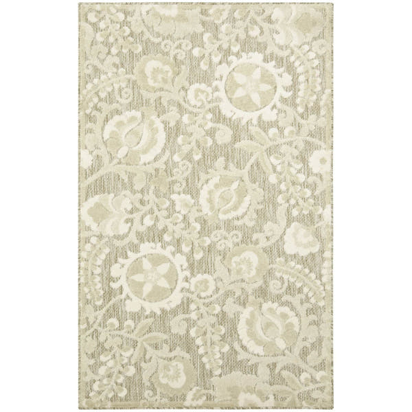 Ivory Sage Farmhouse Indoor-Outdoor Swirling Vines Rug