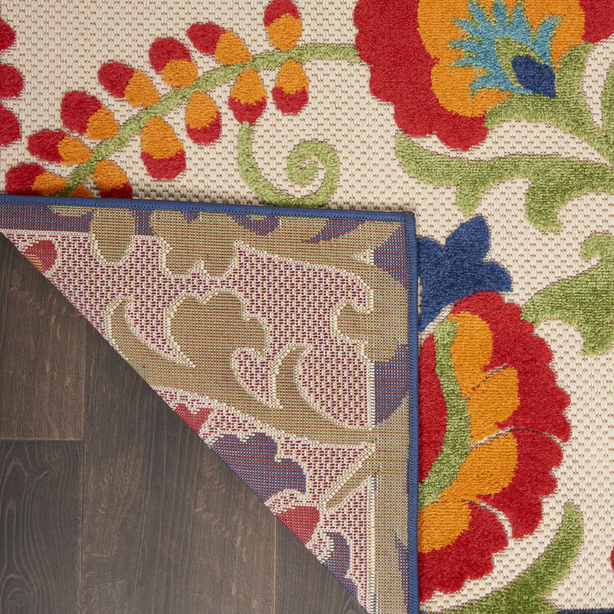Multicolor Farmhouse Indoor-Outdoor Swirling Vines Rug